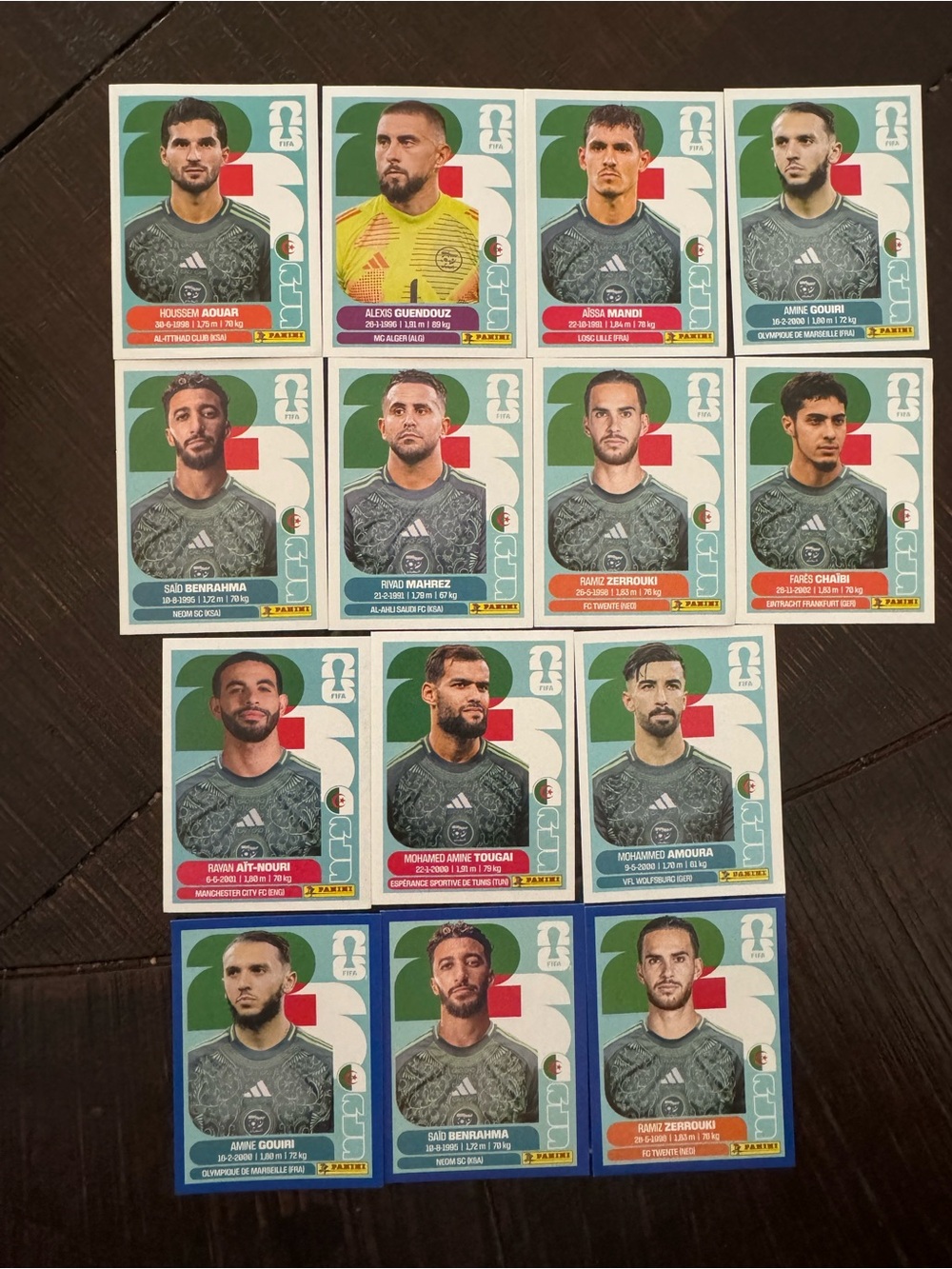 Panini Soccer Sticker Set of Algerian national team